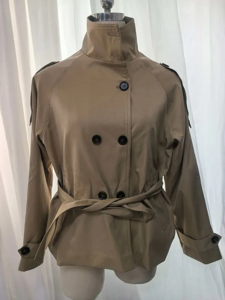 Belted Waist Cropped Trench Jackets