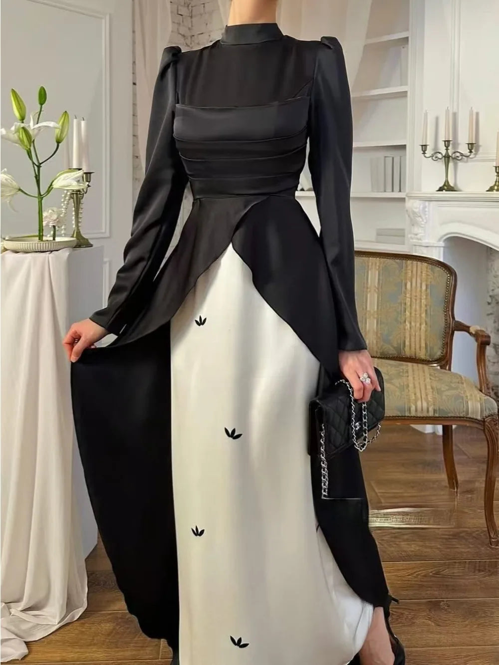 Muslim Abaya Satin Vestidos Largos Dresses