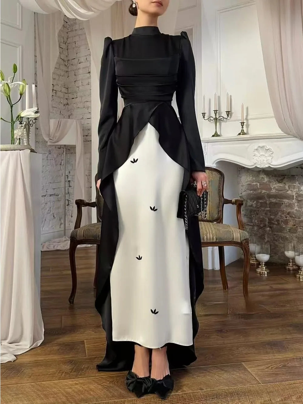 Muslim Abaya Satin Vestidos Largos Dresses