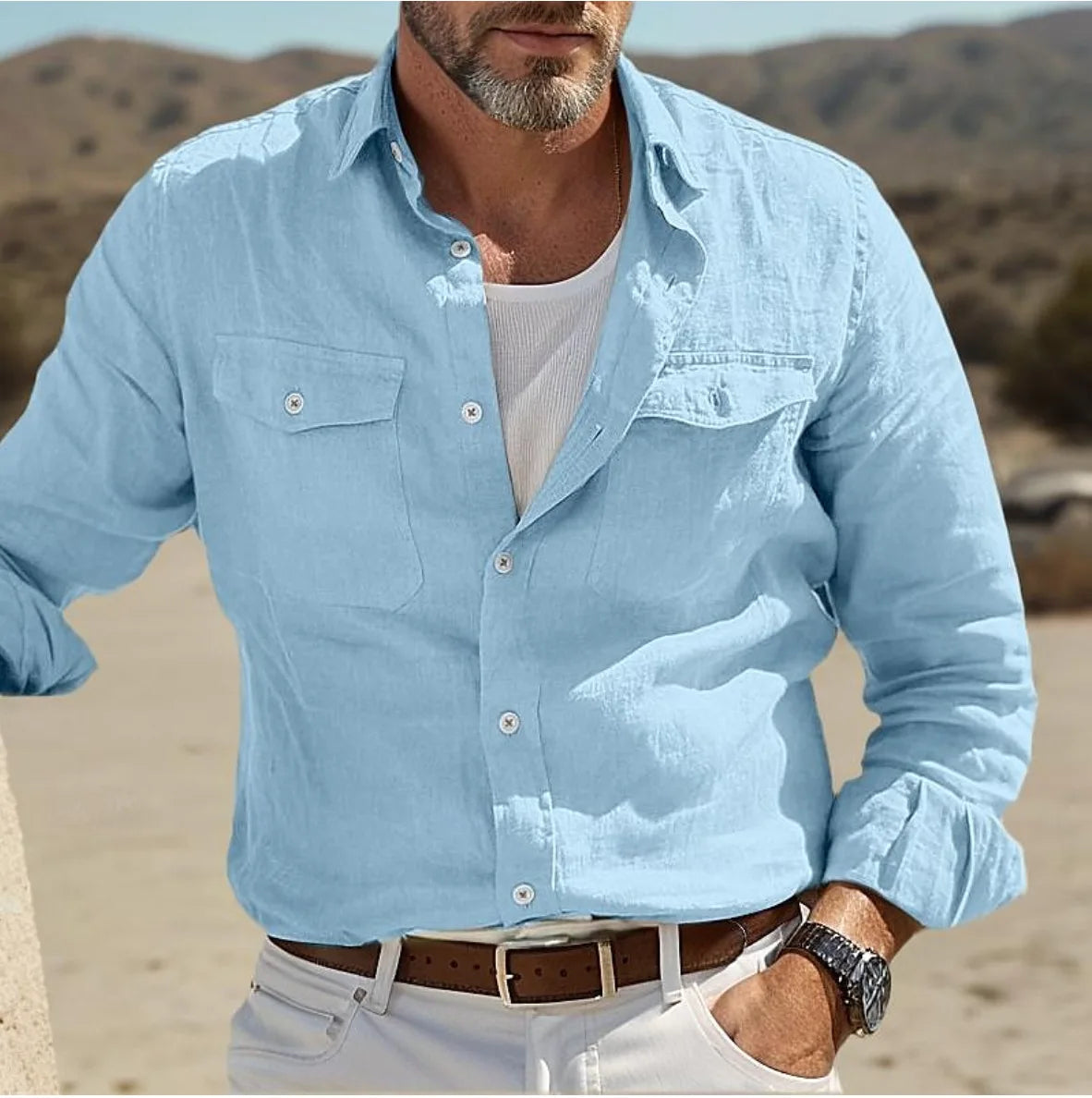 Man Business Gentleman Denim Shirts