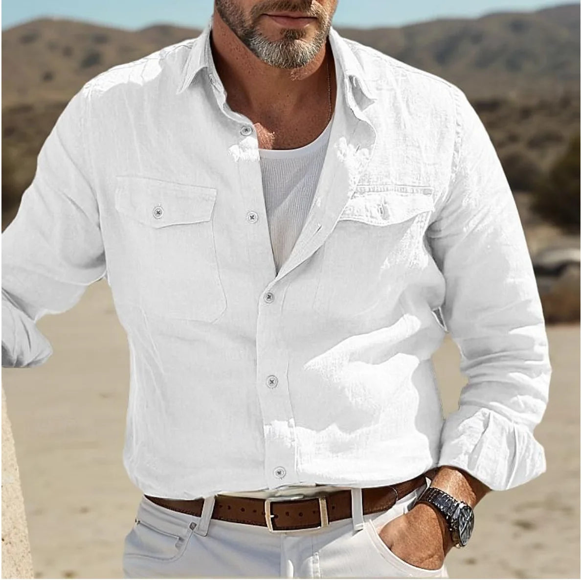 Man Business Gentleman Denim Shirts