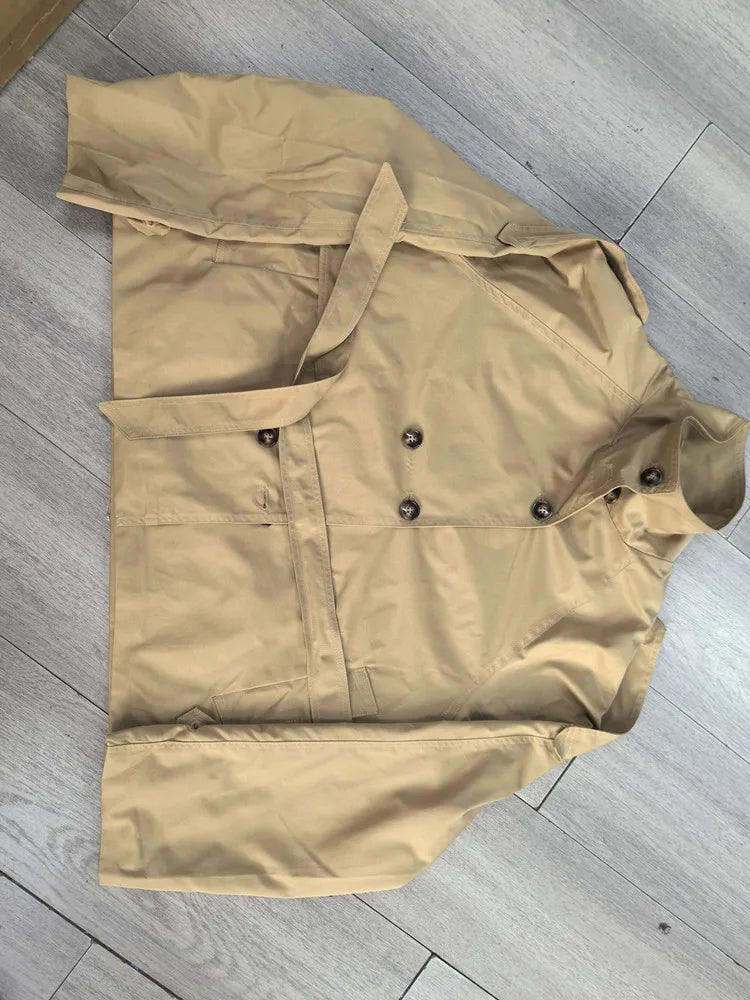 Belted Waist Cropped Trench Jackets