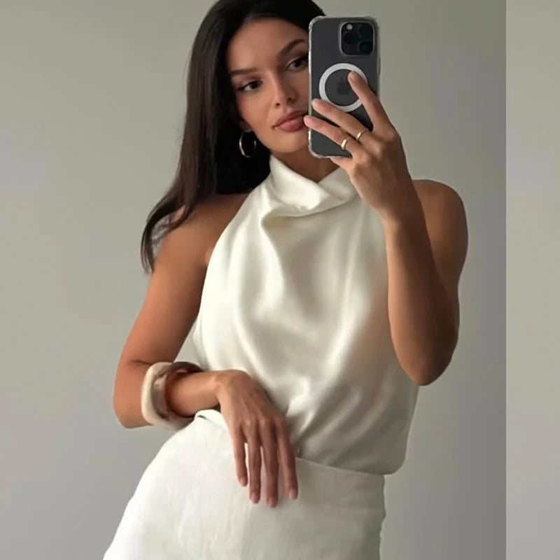 Women's Sexy Satin Halter Top