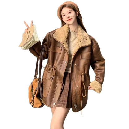 Women's Jackets Thick Warm Solid Suede