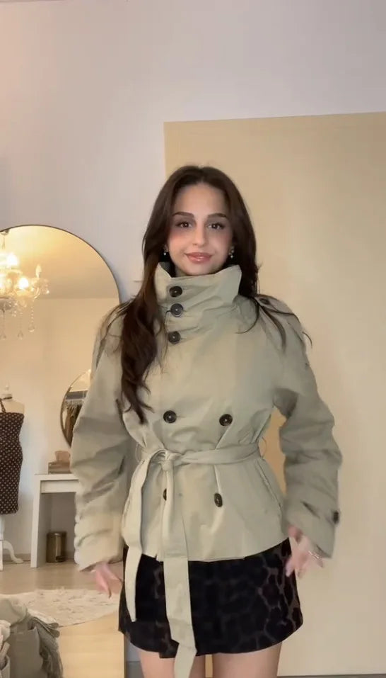 Belted Waist Cropped Trench Jackets