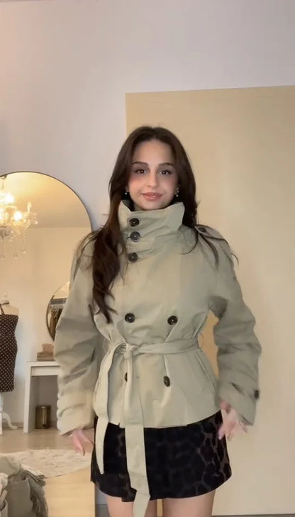 Belted Waist Cropped Trench Jackets