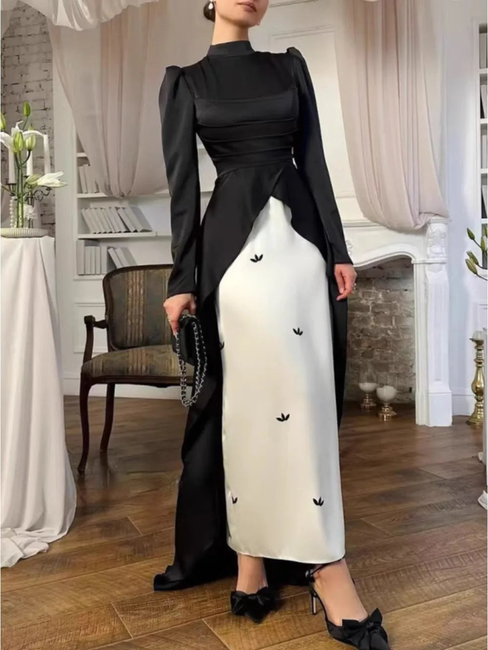 Muslim Abaya Satin Vestidos Largos Dresses