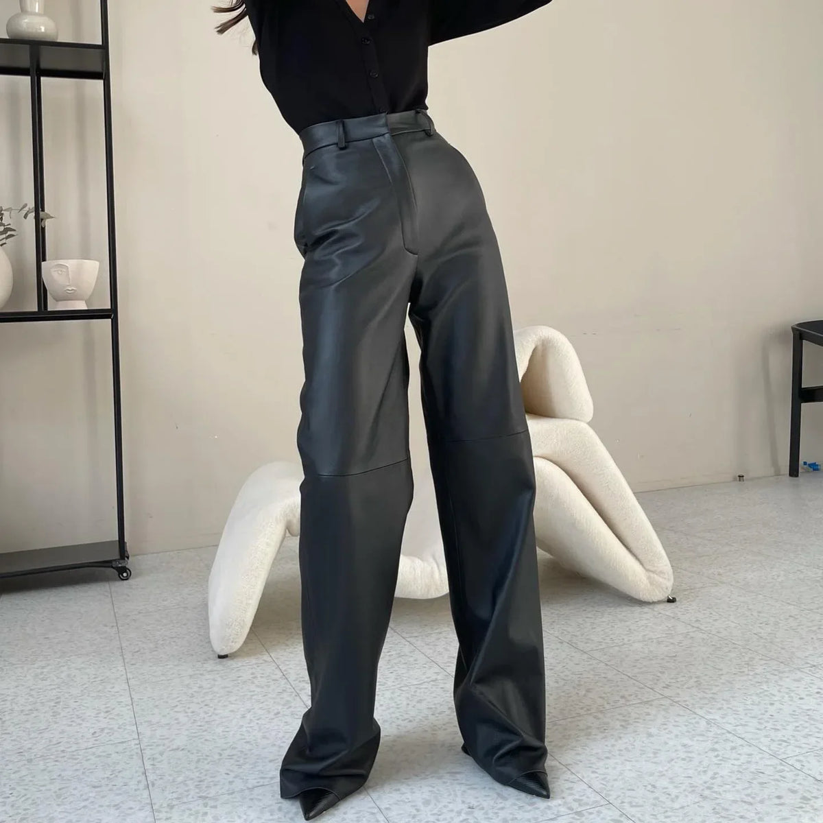 Fashion PU Leather Women's Pants
