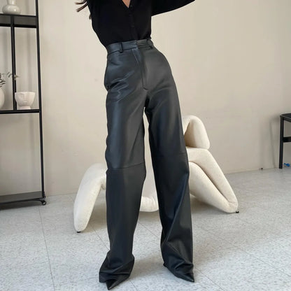 Fashion PU Leather Women's Pants